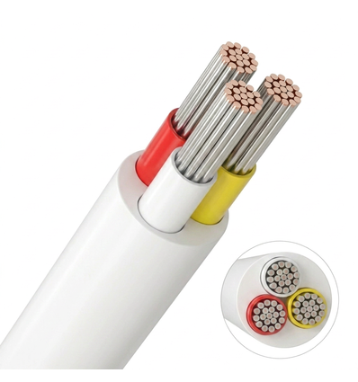10m CCT kabel, hvid rund - 3x0,35mm², 12V-24V til LED strip