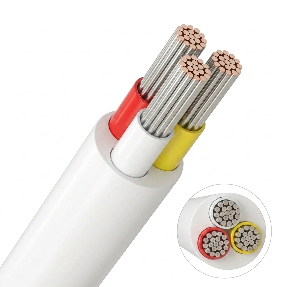 20m CCT kabel, hvid rund - 3x0,35mm², 12V-24V til LED strip billede
