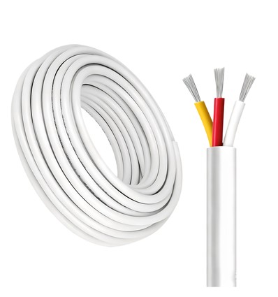 100m CCT kabel, hvid rund - 3x0,35mm², 12V-24V til LED strip