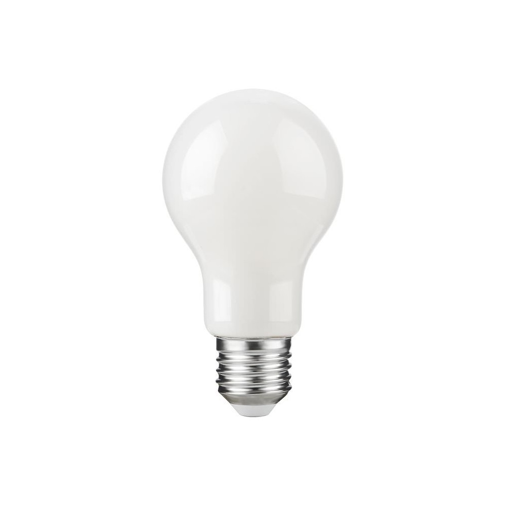 E27 4,9W dæmpbar LED pære - A60, filament, opal glas, 2700K, 600lm - Dæmpbar : Dæmpbar, Kulør : Varm