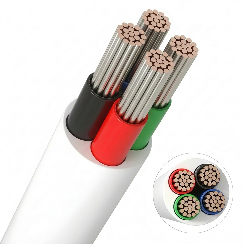 20m RGB kabel, hvid rund - 4x0,35mm², 12V-24V til LED strip billede