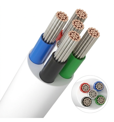 5m RGBW kabel, hvid rund - 5x0,35mm², 12V-24V til LED strip