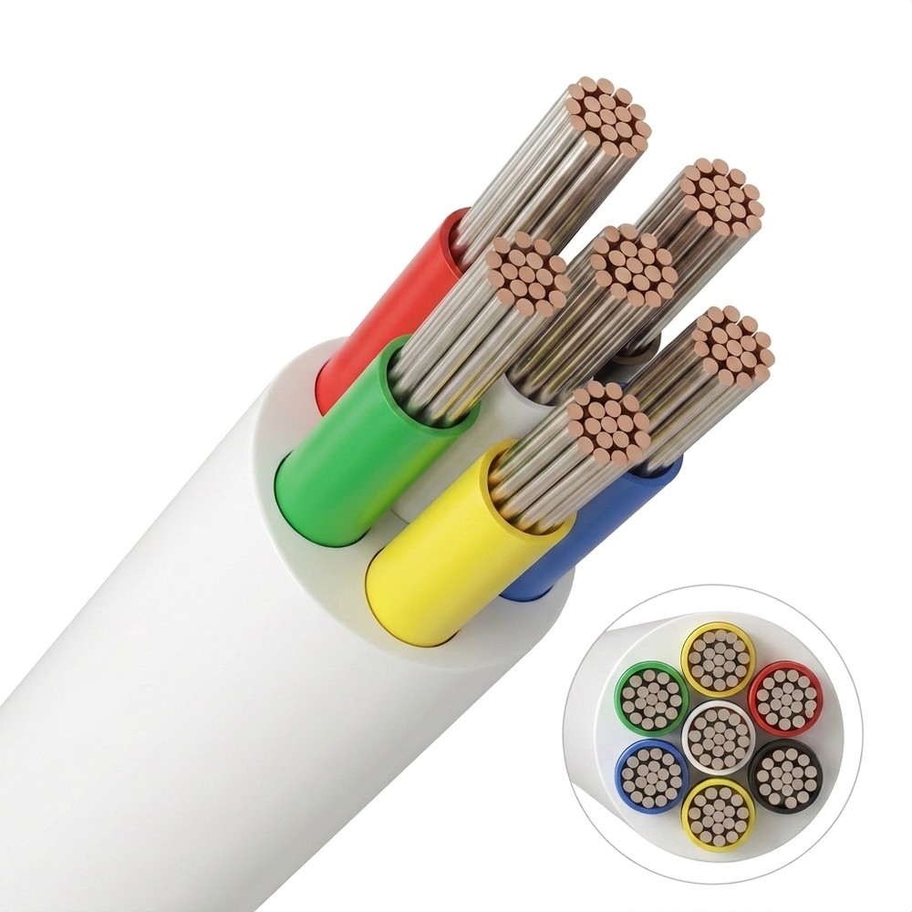 20m RGB+CCT kabel, hvid rund - 6x0,35mm², 12V-24V til LED strip billede