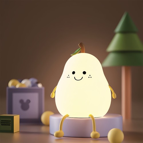 MOCHI Pære natlampe i blød silikone - genopladelig, farveskift + varm hvid