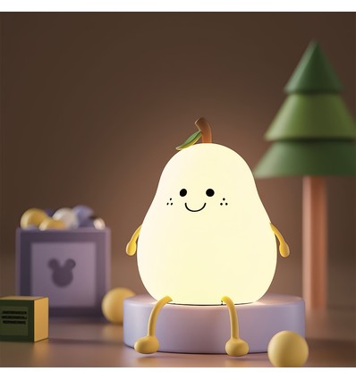 MOCHI Pære natlampe i blød silikone - genopladelig, farveskift + varm hvid