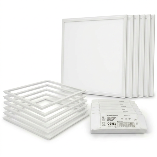 6 stk. Troldtekt panel + ramme - UGR19, 60x60, dæmpbar driver