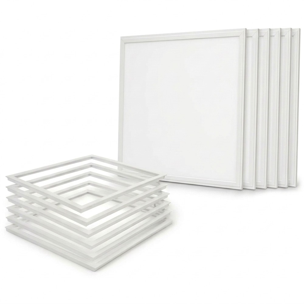 6x 60x60 Troldtekt panel + ramme med fjedre - Komplet sæt, 36W - Dæmpbar : Ikke dæmpbar, Kulør : Varm