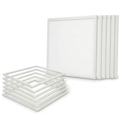 6x 60x60 Troldtekt panel + ramme med fjedre - Højde:9mm, Komplet sæt, 36W