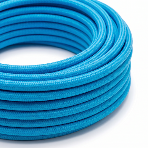 5m Stofledning 2x0.75 mm², tekstil - 230V, Lyseblå