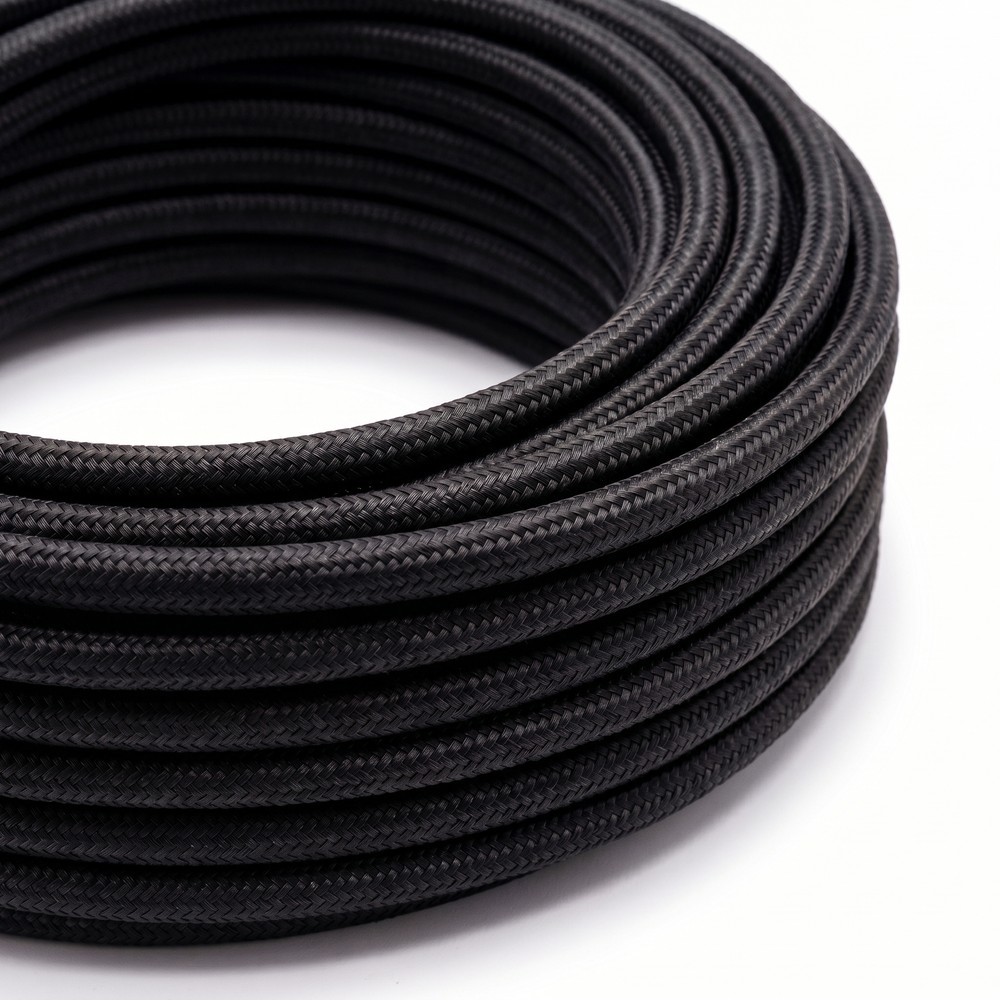 5m Stofledning 2x0.75 mm², tekstil - 230V, Sort billede