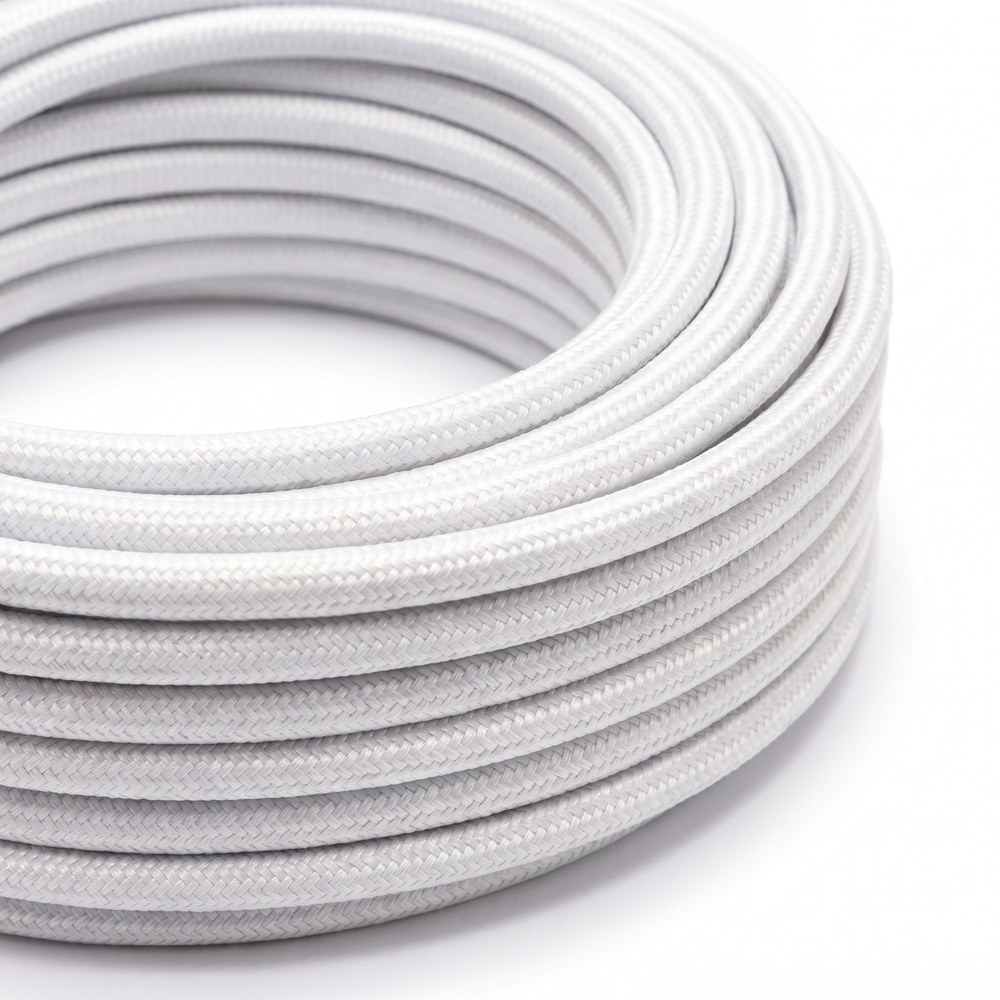 5m Stofledning 2x0.75 mm², tekstil - 230V, Hvid billede