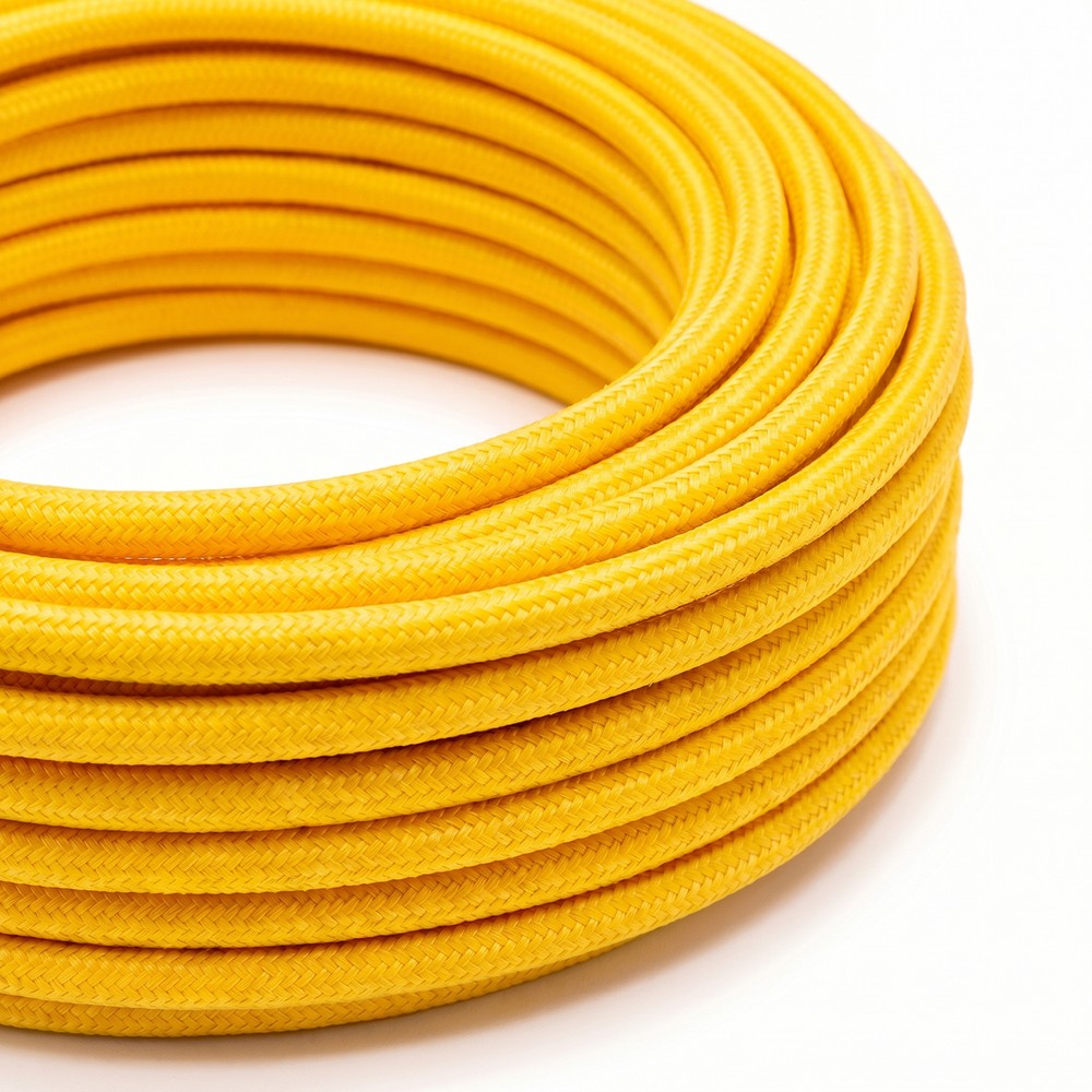 5m Stofledning 2x0.75 mm², tekstil - 230V, Gul billede