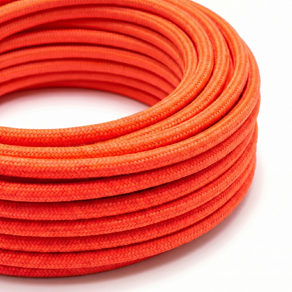 5m Stofledning 2x0.75 mm², tekstil - 230V, Neon Orange billede