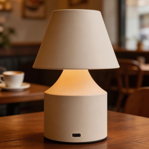 Opladelig LED bordlampe - Creme, touch dæmpbar, 3i1, IP20 indendørs
