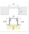 60cm LED touch skabsbelysning - Til indbygning, 12V DC, 5,5W
