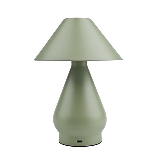 Opladelig LED bordlampe - Grøn, Ø16cm, 21,5cm høj, touch dæmpbar, 3i1, IP20 indendørs