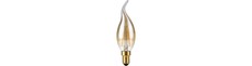 E14 2W dæmpbar LED kronepære med tip - C35, filament, 2200K, gyldent glas