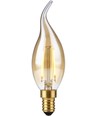 E14 2W dæmpbar LED kronepære med tip - C35, filament, 2200K, gyldent glas