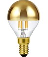 E14 4W dæmpbar LED kronepære med topforspejling - G45, filament, guld, 2500K