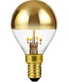 E14 4W dæmpbar LED kronepære med topforspejling - G45, filament, guld, 2500K