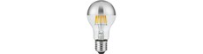E27 6,5W dæmpbar LED kronepære - Topforsølvet, A60, filament, 2500K, sølv finish