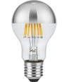 E27 6,5W dæmpbar LED kronepære - Topforsølvet, A60, filament, 2500K, sølv finish