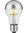 E27 6,5W dæmpbar LED kronepære - Topforsølvet, A60, filament, 2500K, sølv finish
