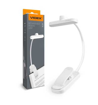 Hvid genopladelig LED læselampe - Transportabel, fleksibel arm