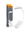 Hvid genopladelig LED læselampe - Transportabel, fleksibel arm