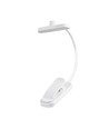 Hvid genopladelig LED læselampe - Transportabel, fleksibel arm