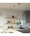 Lampefatning & roset, Designer - Træ og guld look, 2m ledning