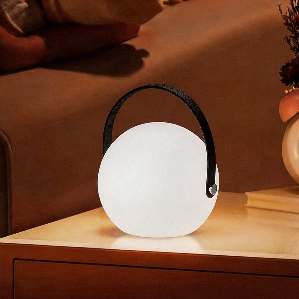 Opladelig RGB LED bordlampe Ø13cm - Hvid, inkl. fjernbetjening, IP54 udendørs - Dæmpbar : Via fjernbetjening, Kulør : RGB