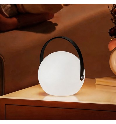 Opladelig RGB LED bordlampe Ø13cm - Hvid, inkl. fjernbetjening, IP54 udendørs