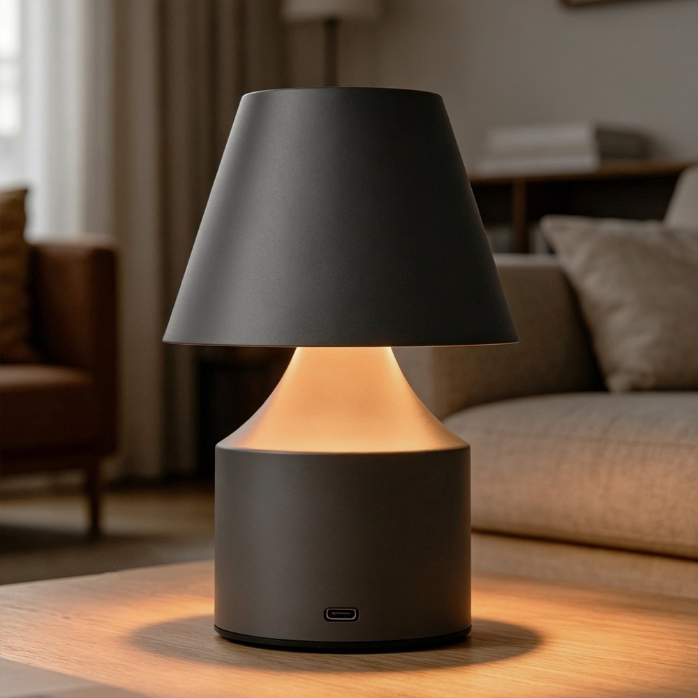 Opladelig LED bordlampe - Grå, touch dæmpbar, 3i1, IP20 indendørs - Dæmpbar : Dæmper indbygget, Kulør : 3-i-1
