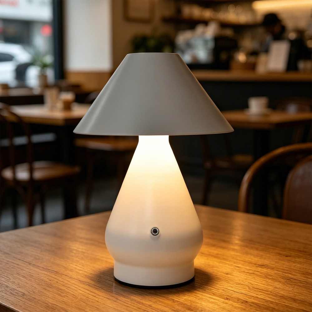 Opladelig LED bordlampe - Hvid, Ø16cm, 21,5cm høj, touch dæmpbar, 3i1, IP20 indendørs - Dæmpbar : Dæmper indbygget, Kulør : 3-i-1