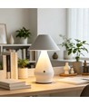 Opladelig LED bordlampe - Hvid, Ø16cm, 21,5cm høj, touch dæmpbar, 3i1, IP20 indendørs