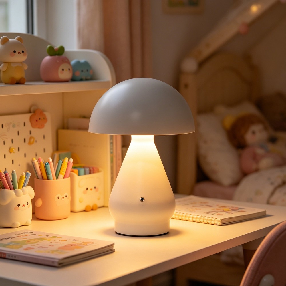 Opladelig LED bordlampe - Hvid, Ø15cm, 22cm høj, touch dæmpbar, 3i1, IP20 indendørs - Dæmpbar : Dæmper indbygget, Kulør : 3-i-1