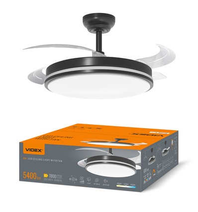 60W LED loftslampe med ventilator - CCT, sort, inkl. fjernbetjening