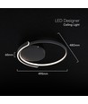 V-Tac 70W LED loftslampe dæmpbar - CCT 3-i-1, sort, inkl. fjernbetjening, Ø50cm