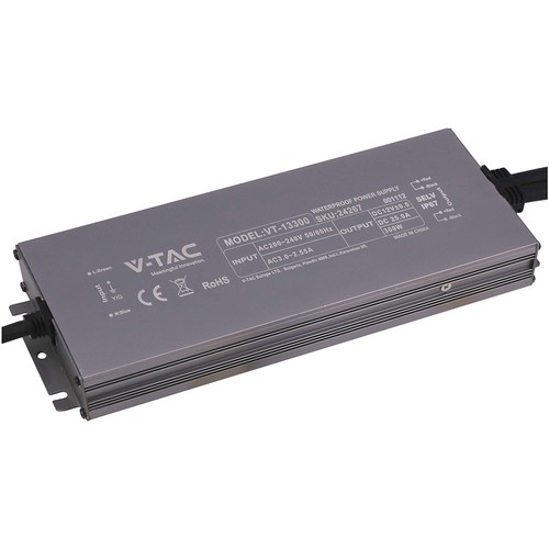 300W / 24V DC strømforsyning til LED strips - 12.5A, IP67 vandtæt
