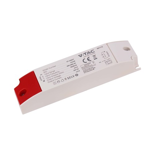 36W / 24V DC strømforsyning til LED strips - 1.5A, IP44 vådrum