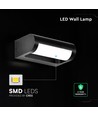 V-Tac 10W LED væglampe - Sort, IP65, Cree chip, 3000K, 6 års garanti