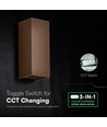 10W LED væglampe - 3-i-1 CCT, Corten stål, IP65, op/ned lys