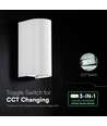 10W LED væglampe - 3-i-1 CCT, hvidt hus, IP65, op/ned lys