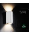 10W LED væglampe - 3-i-1 CCT, hvidt hus, IP65, op/ned lys