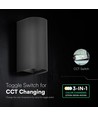 10W LED væglampe - 3-i-1 CCT, IP65, sort, op/ned lys