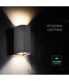 10W LED væglampe - 3-i-1 CCT, IP65, sort, op/ned lys