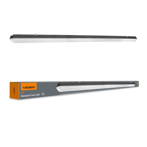 150cm 50W sort LED armatur - IP65, 5000K, gennemfortrådet