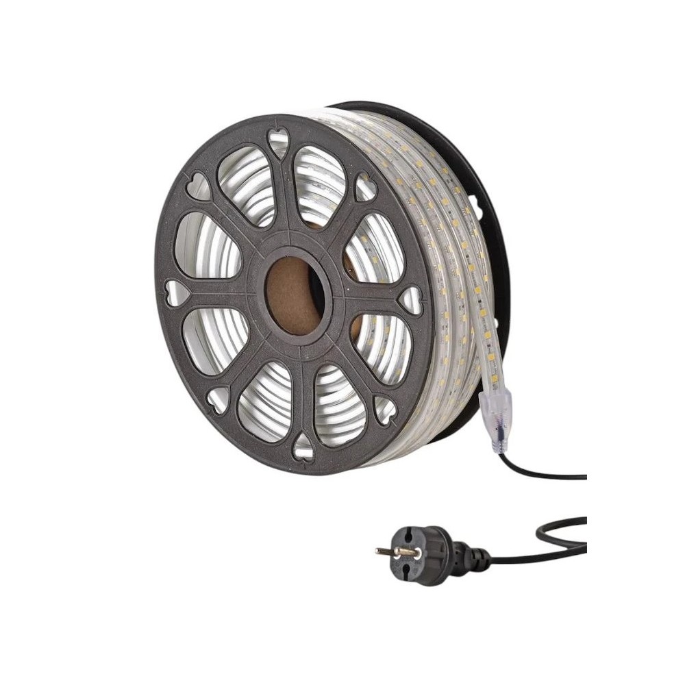 50m arbejdslys LED strip - 230V, IP65, 1500 lm/m, 12W/m, 4000K, Byggeplads belysning