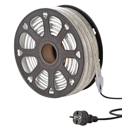 50m arbejdslys LED strip - 230V, IP65, 1500 lm/m, 12W/m, 180 LED/m